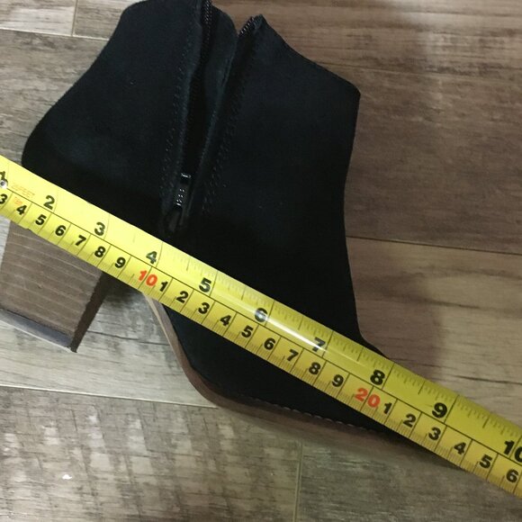 Mango Black Suede and Faux Wood Heeled Ankle Booties - Picture 11 of 13